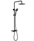 UBNMIUBV Shower System with Shower Head, Shower Combo Set Wall Mount with black chrome finish and dual handheld shower.