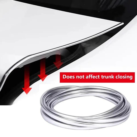 Heavy Duty Car Door Edge Guard Strip For Tesla Cybertruck exterior protection shown with chrome finish and trunk compatibility.