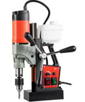 Heavy Duty Magnetic Drill Press Featuring A Heavy Hitter 1200 Watt Motor And One Point Five Seven Inch Boring Range close-up with control panel.