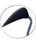 Forged Garden Hand Plow Hoe With Sturdy Wood Handle Korean Daejanggan Style Ho Mi Weeding Sickle blade close-up view