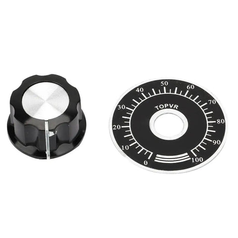Potentiometer Knobs With Digital Dials, Knurled Volume Control Caps, 6mm Shaft, 27mm Diameter Scale Plates For DIY Electronics And Audio Equipment, Pack Of 5