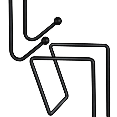 Close-up of double-arm metal hangers for office cubicle walls, Four Pack Cubicle Coat Hooks For 2 Inch Wide Panels, Black Finish