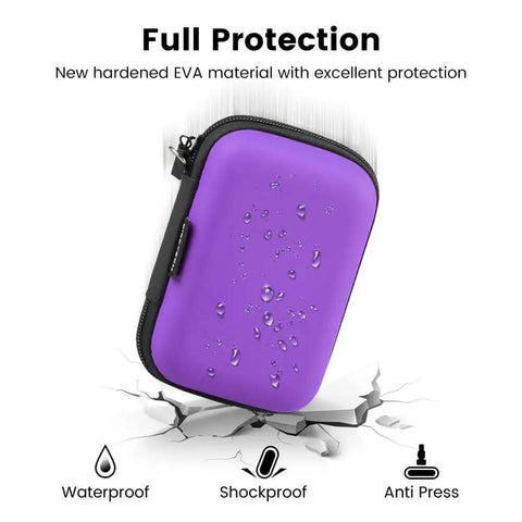 Heavy Duty Hardshell Eva Earbud Case And Dope Headphone Pouch With Warm Flannel Lining For Your Daily Tech Setup Phone Chargers Cables And Memory Cards Ultimate Travel Bag In Purple with waterproof EVA material