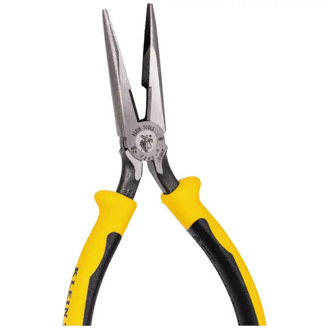Long Nose Side Cutting Pliers 6-3/4-Inch Pro Grade With Induction Hardened Cutting Knives, yellow curved handles, Model J203-6