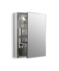 Frameless Bathroom Mirror Medicine Cabinet with All-In-One Adjustable Shelves, Single Door, 20x26, partially open view