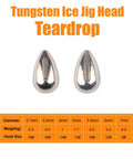 Killer 20 Pack Tungsten Teardrop Jig Heads Without Hooks, Heavy 97 Percent Alloy DIY Welding Bodies Sweet For Ice Fishing, Unpainted 4mm showing size and weight details.