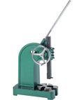 5 Ton Ratcheting Arbor Press Heavy Cast Iron Shop Press With 12 Inch Throat, featuring ergonomic handle, iron frame, and sturdy base.