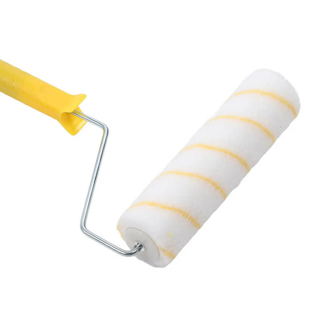 Close-up of Pro Grade Paint Roller Kit featuring bend resistant stainless steel rods and a nifty drip free metal tray.