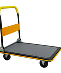 Beefy Heavy Duty Flatbed Cart With 660lbs Load Capacity Foldable Platform Hand Truck 360 Degree Swivel Wheels Quiet TPR Wheels Ergonomic Grip Multipurpose For Easy Hauling And Storage, yellow