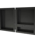 Triple Niche Recessed Shower Shelf In Black With Three Inner Shelves All In One Tile Ready Surface For Easy Bathroom Organizer Fits Horizontal Or Vertical Install, showing frontal view