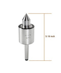 MT1 live tailstock center, silver metal with conical tip, 5.19-inch tall