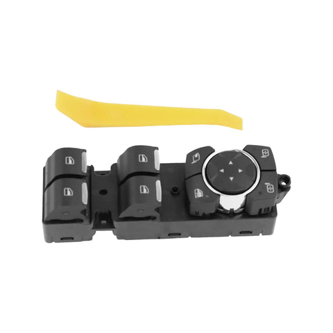 Driver Side Power Window Switch Fits Ford F-150 2021 To 2023 Replaces ML3Z-14529-BE BD with yellow trim tool.