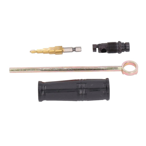 360 Degree Dual Head Sheet Metal Cutter Drill Bit Attachment For Precise Cutting And Drilling Metal Pipes And Panels Adjustable Angle Tool components including handle, wrench, and fittings.
