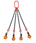 Heavy Duty 1.6 Ton Horizontal Plate Lifting Clamp, Pro Grade Chain Drum Lifter with four orange hooks and black chains.