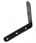 Rock Solid Heavy Duty L Brackets 4 X 4 Inch Matte Black Steel Corner Brace For Shelving And Furniture Reinforcement, close-up view.