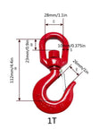Heavy Duty 15 Ton Swivel Lifting Hook With Secure Latch Built Tough Like A Tank For Crane Or Forklift Use Drop Forged Alloy Steel Workhorse detailed dimensions