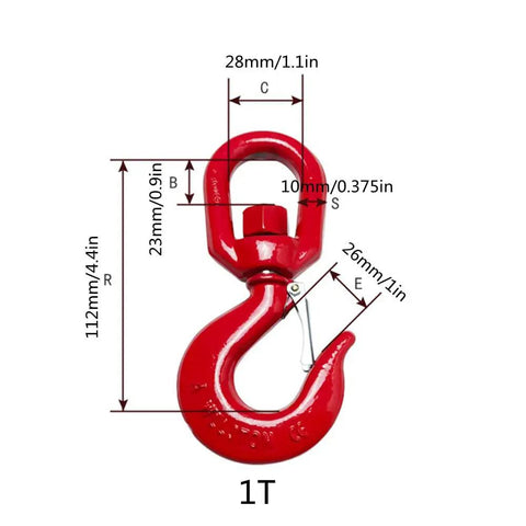 Heavy Duty 15 Ton Swivel Lifting Hook With Secure Latch Built Tough Like A Tank For Crane Or Forklift Use Drop Forged Alloy Steel Workhorse detailed dimensions