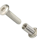M6 X 35mm Socket Cap Bolts With Barrel Nuts For Furniture Assembly Are Total Badasses featuring stainless steel, detailed view of bolt and barrel nut.