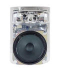 Rough And Ready Wall Mounted Horn And Strobe Fire Alarm Speaker With Loud Siren And Bright Flashing Beacon For Job Sites That Must Run Smooth Every Damn Day, front view with clear housing.