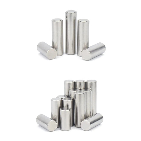 50 Pack 304 Stainless Steel Dowel Pins For Furniture Assembly And DIY Woodworking, 2Mm Diameter Assorted Lengths stacked upright.