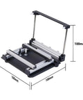 Manual SMT Solder Paste Printing Table With Steel Mesh, Small Screen Printing Station, showing adjustable frame and dimensions