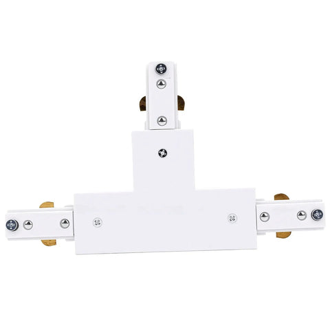 Two Pack H Track T Connector 3 Wire Single Circuit White 90 Degree Branch Track Lighting Adapter with smooth connections.