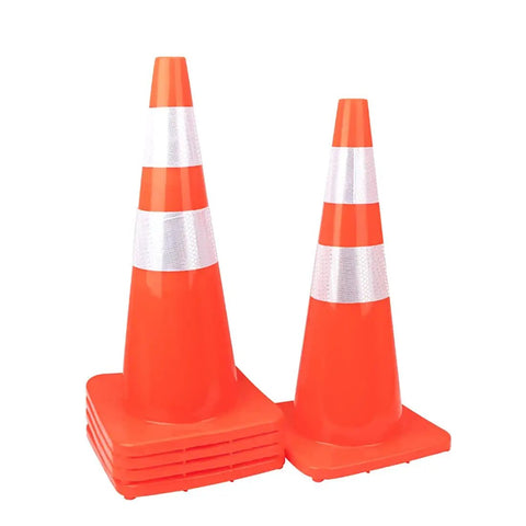 10 Pack 28 Inch Traffic Cones Plastic PVC Safety Road Cones With Reflective Strips Orange Construction Parking Barrier