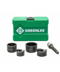 Slug-Buster Manual Knockout Set For One And A Half To Two Inch Holes with dies, portable in green case, pro-grade build.
