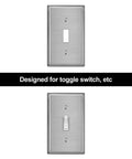 Toggle Switch Metal Wall Plate 1 Gang Stainless Steel Light Switch Cover Brushed Finish Industrial Grade Corrosion Resistant Standard Size 10 Pack Silver, showing front view.