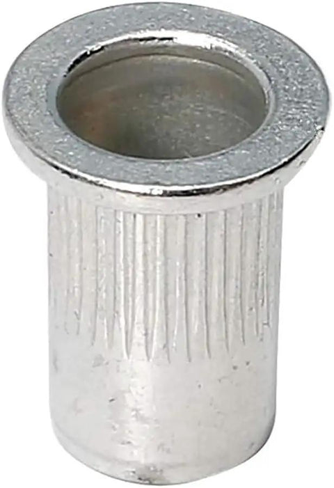 120 Piece Aluminum Rivet Nut Set 1/4-20 UNC Rivnuts Nutserts For DIYers, Auto And Home Projects, close-up of single rivet nut