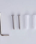 Heavy Duty Black Stainless Steel Wall Hook installation hardware including screws and wall plugs for secure mounting.