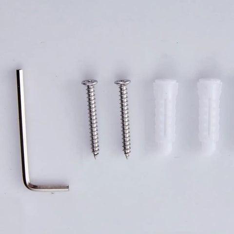 Heavy Duty Black Stainless Steel Wall Hook installation hardware including screws and wall plugs for secure mounting.