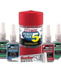 Red 27005 Threadlocker Kit Tube for Lawn Mower Parts High Strength Thread Lock Solution with multiple sealant bottles visible