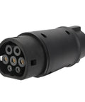 Type One To Type Two EV Charging Adapter Plug Connector, black, 32A capacity, used for electric vehicle charging.