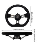 Front and side view of 270mm 3 Spoke Steering Wheel for Go Karts and Off Road Vehicles PU Foam Comfortable Grip Metal Core Universal 3 Hole Mount
