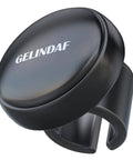 Front view of a black Universal Steering Wheel Spinner Knob With Bearing For Cars, Trucks, SUVs, Boats And More, silicone finish.