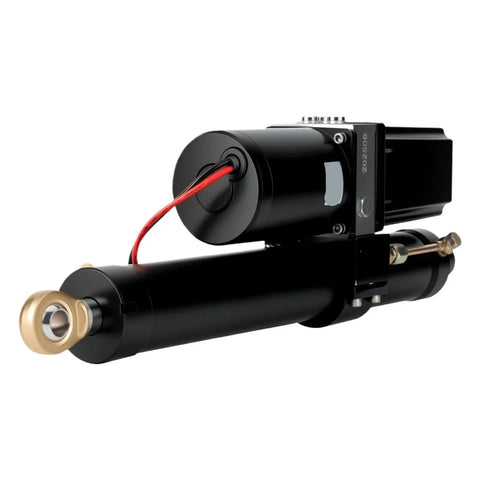 Tough As Nails 18000N Linear Actuator Hydraulic Cylinder 12V 24V 48V DC Electric Ram showing black sleek design and wiring.