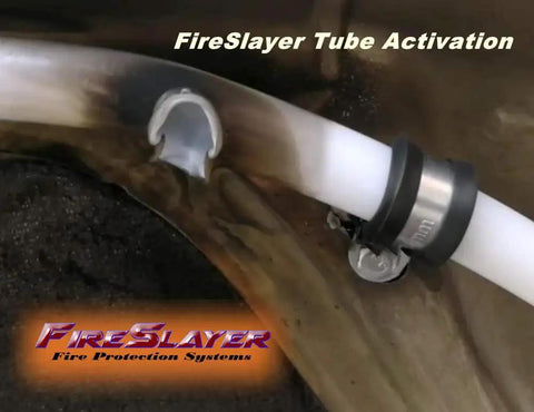 Plug And Play Rv Automatic Fire Suppression Tube Extinguisher Kit With Fe 36 Clean Agent Heavy Duty Protection For Engine Bays Fridges And Compartments, activated fire suppression tube close-up.