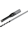 Top Shelf 3/8 Inch Square Hole Drill Bits And Mortising Chisel Set Crafted From Beefy Hardened Steel, showing drill and chisel.