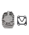 Oil-Free Silent Cast Aluminum Air Compressor Cylinder Head Replacement Part With 13 Size Options For Pneumatic Tools, Gray, Durable Heat Dissipation