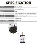 Tire changer switch unit with round black dial and metal terminals; plastic/metal construction for 220V/380V.
