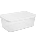 Clear Plastic Storage Bins With Lids 6 Quart Stackable Organizer Boxes for closet organization and storage.