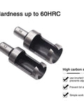 Dead Nuts Accurate Carbon Steel Wood Plug Cutter Drill Bit Set with straight hole saws and marked sizes 13 and 16.