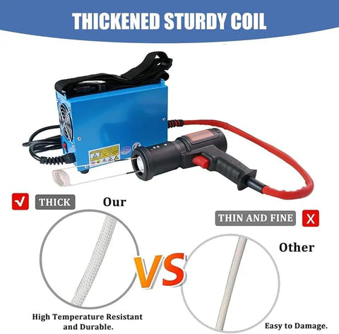 Heavy Duty 1500W Induction Bolt Heater with thick sturdy coil design and handheld heat tool for rust removal.