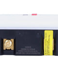 Heavy Hit Smart GFCI Outlet With Built Tough Safety Shutters And Slick 15 Amp 120 V Wall Socket, showcasing socket connections and safety label.