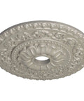 Vaduz Ceiling Medallion Pearl White With Deep Relief Hand Painted Detail, 23 And A Half Inch Outside Diameter, lightweight design