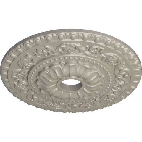 Vaduz Ceiling Medallion Pearl White With Deep Relief Hand Painted Detail, 23 And A Half Inch Outside Diameter, lightweight design