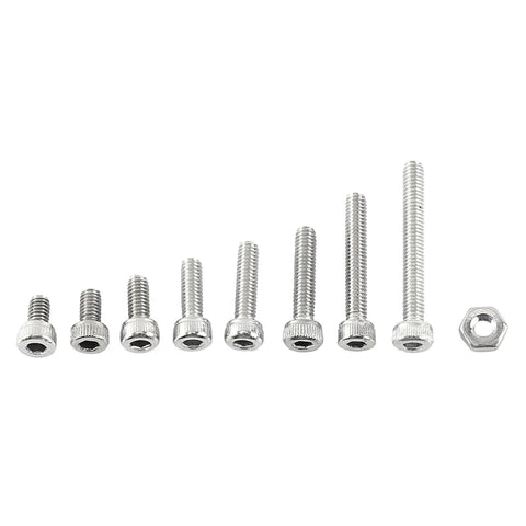 A2 Stainless Steel Hex Socket Screws And Nuts Kit With 200 Screws And 100 Nuts For Home And Office Repairs Cap Head Variety Sizes Great For Furniture Assembly Appliances DIY Projects And Tight Spaces, hex screws and nut