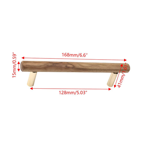 Set Of 4 Wood Drawer Pulls With 5 Inch Center Hole For Dresser Drawers Cabinets Kitchen Wardrobe 6.6 Inch Length 168mm