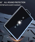 Slick Tesla Key Fob And Key Card Holder Case Hella Protective Ultra Thin Armor Shell For Model 3 Y X S Cybertruck on rugged surface.